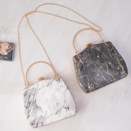 Evening Bags Gray Handbag For Women Marble Pattern PU Wedding Purses Luxury Designer 3-IN-1 Crossbody Cellphone Wallet Female