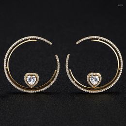 Stud Earrings Zlxgirl 2023 Love Heart Shape Wedding Jewelry High Cubic Zircon Women's Setud Earings Brinco Couple Gifts