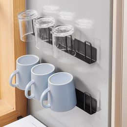 Organization Refrigerator Wallmounted Cups Storage Rack PunchFree Stainless Steel Kitchen Organizational Tools Accessories Dropshopp THK156