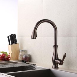 Kitchen Faucets Oil Rubbed Bronze Brass Faucet Pull Down Sprayer Farmhouse Tall Out Bar Sink Swivel Pulldown Shower Head