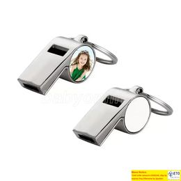 Suprimentos de festa sublimação em branco Whistle Keychain Favor Favor