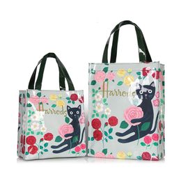 Evening Bags London Style PVC Reusable Shopping Purses Large Eco Friendly Flower Women s Tote Shopper Bag Summer Waterproof Beach Handbag 230505