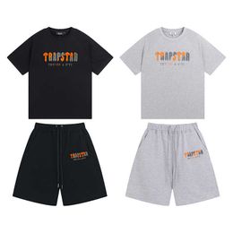 Clothing Tees Tshirt Trapstar Orange Towel Embroidery Brand Loose Casual Men's Women's Fashion Short Sleeve Shorts Set