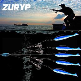 Baits Lures ZURYP combination Umbrella Fishing lure Rig 5 Arms Head Swimming Sink water bait with Hook competition fishing set 230504