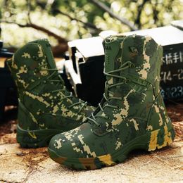 2023 Tactical Army Men Boots Camouflage Military Mens Safety Shoes High Top Breathable Desert Footwear Mens Combat Boots