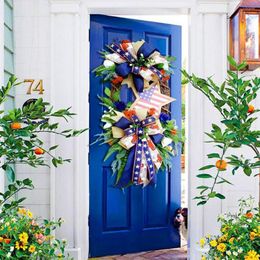 Decorative Flowers Independence Day Wreath Beautiful Fadeless 4th Of July Front Door Decor Festival Supplies