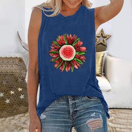 Women's Tanks Women Casual Tank Top Sunflower Printed Sleeveless Loose Shirts O-Neck Vest Shirt Tunic Fashion Blouse