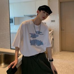 Men s T Shirts Privathinker White Cloud In The Sky Graphic Tshirt Cotton Short Sleeve Men T shirt Oversized Casual Loose Clothing 230504