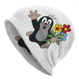 Berets Happy Mole With Flower Slouchy Beanie Unisex Winter Skullies Beanies Hat Adult Cartoon Krtek Little Maulwurf Knitting Bonnet Cap