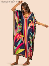 Women's Swimwear Printed Kaftans for Women Beach Cover Up Seaside Maxi Bohemian Dresses Beachwear Pareo Bathing Suits Factory Supply Dropshipping T230505