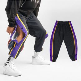 Men's Pants Harajuku Fashion Sports Men Daily Outdoor Basketball Sweatpants Hollow Out Side Stripe Button Fly Design Creative Trousers 230428