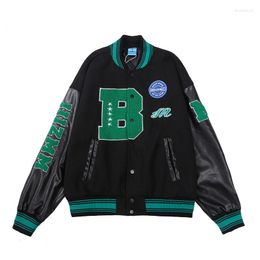 Men's Jackets Couple's Oversized Hip Hop Varsity Baseball Jacket With Furry Embroidery Loose Fit Letterman Coat Outewear For Men And