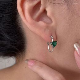 Hoop Earrings REETI 925 Sterling Silver Love Heart Green Stone Creative Sexy Jewellery For Women Gift Customised