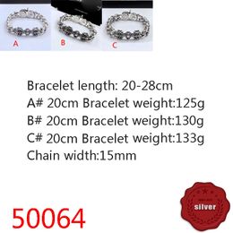 50064 Hip Hop S925 Sterling Silver Bracelet Punk Style Personalized Youth Dominant Cross Flower Letter Jewelry Couple Popular Accessories