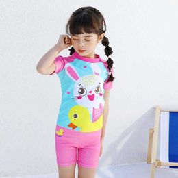 Girls Two Two piece Piece Swimsuit Sports Conservative Cartoon Print Girl Swimming Suit 2 10 Years Old Children
