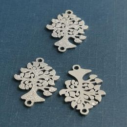 Charms Stainless Steel Tree Of Life Connector Wholesale Bracelet Charm Plant Pendant Bulk Jewellery Making Supplies DIY Craft 2 HoleCharms