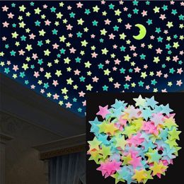 Wall Stickers 3D Energy Storage Luminous Star Snowflake Colour Fluorescent DIY Children's Gifts Home Decoration