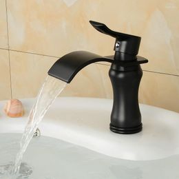 Bathroom Sink Faucets Basin Faucet Black Single Handle Hole Taps Grifo Lavabo Wash Cold Waterfall