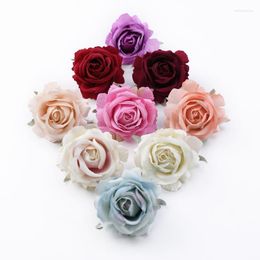 Decorative Flowers 30/50 Pcs Artificial Wedding Wall Christmas Decorations For Home Brooch Silk Roses Diy Gift Candy Box