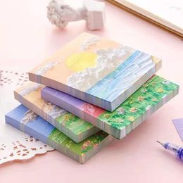 Oil Painting Sticky Memo Pad 80sheets Colored Notepad Kawaii Notes Office School Stationery Supply