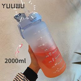 water bottle 2 Liters Water Bottle Motivational Drinking Bottle Sports Water Bottle Time Marker Sticker Plastic Cups P230324