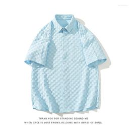 Men's Casual Shirts For 2023 Summer Fashion Tops Blouses Mens Short Sleeves Oversize 5XL Black Blue Clothes