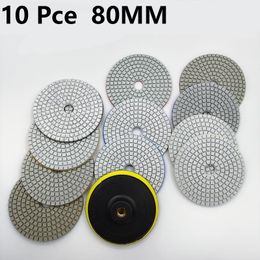 Polijstpads 3 Inc 80MM Wet Buff Disc Abrasive Resin Ceramic Polishing Pads Polimento Tool For Quartz Sanding Stone Marble Granite 10 Pce