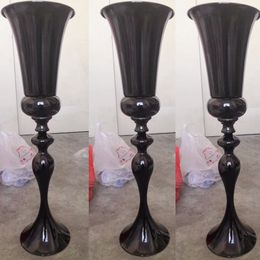 Wholesale Large Tabletop Tall Wedding Metal Flower Vase Black Modern Luxury Table Centrepieces Vase imake877