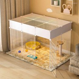 Cat Carriers Indoor Cages Household Transparent Fence Apartment Large Capacity House Two-story Villa Four Seasons Pet Cage