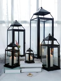 Candle Holders Halloween Black Decor Holder Long Glass Weddings Living Room Vintage Nordic Bougeoir Decorative Lantern ZP5