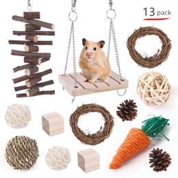 Toys Hamster Toy Grass Ball Set Rabbit Guinea Pig Play Pet Rat Toys for Small Animal Rabbit Accessories Molar Supplies
