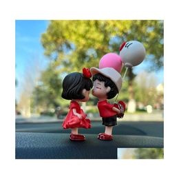 Interior Decorations Home Storage Cartoon Car Cute Balloon Couple Action Figure Dashboard Decoration For Women Vehicles P230427 Drop Dht68