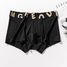 Underpants Men Letters Seamless Plus Size Stretchy Mid Waist Panties Boxer Underwear Modal Cueca Masculina Ropa Interior
