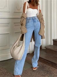 Women's Jeans Tossy 2023 Fashion Bottom Casual Straight Leg Baggy Fall Boyfriend Long Trousers High Waist Denim Pants