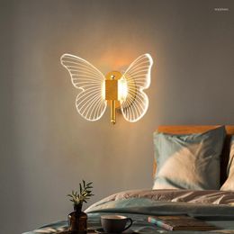 Wall Lamps Nordic LED Butterfly Creative Bedroom Bedside Sconce Aisle Stair Dining Room Home Decor Light