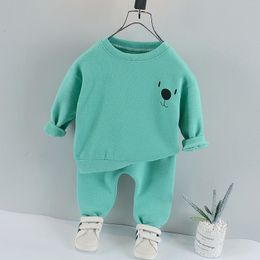 Clothing Sets Autumn Toddler Clothing Cotton Suit Children Girls Solid Cartoon Dog T-shirt Sports Pants 2Pcs/set Kids Clothes Baby Tracksuits 230505