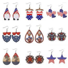 Dangle Earrings Wooden Independence Day Swimsuit Gnome For Women 2023 Fashion Star And Stripe Patriotic Jewellery Wholesale