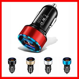 Car Charger 3.1A LED Display USB Phone Charger for Xiaomi Samsung IPhone 12 11 Pro 7 8 Plus Mobile Phone Adapter Car-Charge Car-Charger Car Charging Quick Charge Free ship