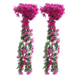 Decorative Flowers 2 Pcs Silk String Vine Fake Garland Artificial Eucalyptus Wisteria Wall Hanging Decor Outdoor Plants Faux Violet