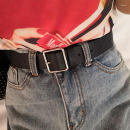 Belts Imitation Leather Women's Belt Alloy Gold Needle Square Buckle Vintage Fashion Casual Decorative Jeans