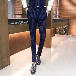 Men's Suits 2023 Fashion Boutique High-end Brand Stripes Formal Business Pants Men England Wedding Dress Suit Trousers Male