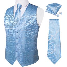 Vests Suit Vest For Men Blue Purple Paisley Luxury Men's Waistcoat Neck Tie Set Wedding Accessories Chaleco Hombre DiBanGu
