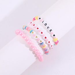 Strand Makersland 4Pcs/Set Cute Love Heart Letter Beaded Bracelet For Girls Friendship Children Accessories Jewelry