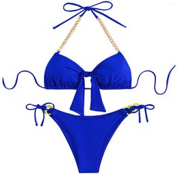 Women's Swimwear Ladies Sexy Two Piece Swimsuit Solid Color Backless Beach Bathing Suites Womens Extra Large