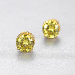 Korean Luxury Brand Colorful Gem Stud Earrings Women Shiny Yellow Zircon s925 Silver Earrings Charm Female Wedding Party High-end Jewelry Valentine's Day Gift
