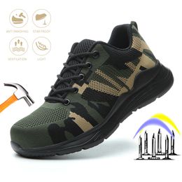 Safety Shoes Men Anti-Smashing Shoes Work Safety Boots Indestructible Sneakers With Steel Toe Cap Sneakers Breathable Lightweight Work Boots 230505