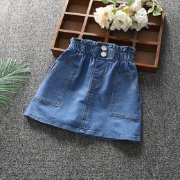 Kjolar flickor kjol sommar denim flickor tårta mini pettiskirt lämplig för 1-6 10 12 14 år gammal 230504