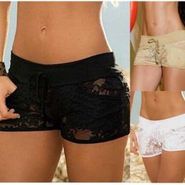 Women's Shorts Hot Selling Sexy Women Lace Hollow Out Shorts Summer Elastic Waist Panty Sexy Control Shorts Exotic Boyshorts Transparent Z0505