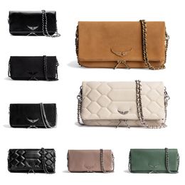 حقيبة كلاتش من Pochette Rock Swing Your Wings حقيبة يد نسائية من Zadig Voltaire حقيبة كتف بتصميم سلسلة حقيبة جلدية محفظة مغلف فاخرة حقائب كروس برفرف رفرف