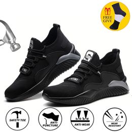 Safety Shoes Summer Indestructible Work Shoes With Men Steel Toe Cap Safety Boots Puncture-Proof Work Sneakers Breathable Causal Safety Shoes 230505